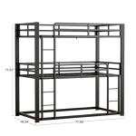 Mixcous Metal Triple Bunk Bed, Twin Over Twin Over Twin Heavy Duty Bunkbeds, Full-Length Guardrail Family-Friendly for All Ages, Bedroom, No Box Spring Needed, Easy Assembly, Black