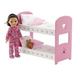 Emily Rose 14 Inch Doll Bunk Bed Set - Pink/White Wooden Furniture with 2 Complete Bedding Sets - Fits Wellie Wishers, Glitter Girls & 14” Dolls