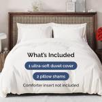 Duvet Cover King Size Set - Extra Soft King Size Duvet Cover 104 x 90 with 2 Pillow Shams - Hotel Luxury Easy Care & Fade Free w/Zipper Closures & Ties - Comfy Breathable Bedding Set (Antique White)
