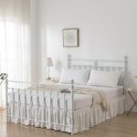 Tufted Dot Bed Skirt Full Size Ruffled Bed Skirt with Split Corners, 14 Inch Drop Dust Ruffle Bed Skirts with Platform, Ivory