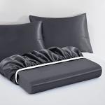 VACVELT 3pcs Extra Deep Pocket Satin Fitted Sheet Set King Bed Set, Grey Bottom Sheet Fit 18-24 Inch Deep Pocket Mattress, Silky Bedding Set Soft & Ultra Deep Fitted Sheet & 2 Pillowcase