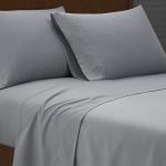 London Fog Garment Washed Solid Sheet Set Grey Microfiber 5-Piece Split King Sheet Set, Solid Themed, Deep Pocket, Adult and Teen, Oeko-TEX Certified
