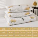 Dinjoy Quilt Set Queen Cute Floral Bedspread Coverlet Yellow Flower Quilts Microfiber Lightweight Summer Bedding Sets Reversible Soft Quilted Bed Cover for All Season(96"x90")