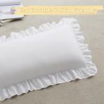KKJIAF White Lumbar Pillow Covers 14x36 Inch Set of 1, Microfiber Ruffled Pillow Shams, Ruffle Euro Sham Pillow Covers Lumbar Pillow Case for Couch Bed Livingroom