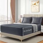 VACVELT 3pcs Extra Deep Pocket Satin Fitted Sheet Set King Bed Set, Grey Bottom Sheet Fit 18-24 Inch Deep Pocket Mattress, Silky Bedding Set Soft & Ultra Deep Fitted Sheet & 2 Pillowcase