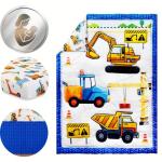 3 Piece Baby Boy Crib Bedding Set Construction Theme Baby Comforter Set for Crib Nursery Bed Set Decor with Fitted Crib Sheet, Comforter and Skirt for Boys Girls (Construction)