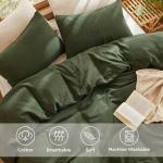 Bedsure 100% Muslin Cotton Duvet Cover King Size - Ultra-Soft, Breathable & Lightweight - Linen Like Gauze Comforter Cover Set with Button Closure and Corner Ties (Olive Green, King, 104"x90")