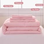 Wowelife Pink Toddler Bedding Set for Girls Toddler Bedding 4 Pieces Boho Tufted Comforter with Ruffles Design Toddler Girl Bed Set with Comforter, Fitted Sheet, Flat Sheet and Pillowcase