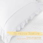 KKJIAF White Lumbar Pillow Covers 14x36 Inch Set of 1, Microfiber Ruffled Pillow Shams, Ruffle Euro Sham Pillow Covers Lumbar Pillow Case for Couch Bed Livingroom