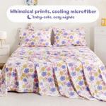 LONAVA Twin Sheet Set Kids - 3 Pieces Soft Microfiber Cartoon Style Bedsheets for Boys Girls Teens, Oeko TEX, Breathable Deep Pocket Sheets, (Flower)