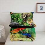 Jungle Animals Comforter Twin Crocodile Hippo Elephant Tiger Bedding Sets African Safari Animal Comforter Set for Kids Boys Girls Cartoon Zoo Theme Down Comforter with 1 Comforter and 1 Pillow Case