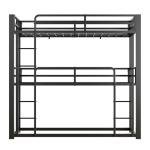 Mixcous Metal Triple Bunk Bed, Twin Over Twin Over Twin Heavy Duty Bunkbeds, Full-Length Guardrail Family-Friendly for All Ages, Bedroom, No Box Spring Needed, Easy Assembly, Black