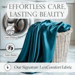 DECOLURE Satin Bed Sheets - 6 Piece Luxury Silky King Size Bedding Set - Softer Than Silk, Wrinkle-Free with 15” Deep Pocket Fitted Sheet, Perfect for Hair & Skin, Gifts for Women (Sea Teal)