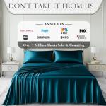 DECOLURE Satin Bed Sheets - 6 Piece Luxury Silky King Size Bedding Set - Softer Than Silk, Wrinkle-Free with 15” Deep Pocket Fitted Sheet, Perfect for Hair & Skin, Gifts for Women (Sea Teal)