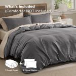 Bedsure Luxury Waffle Duvet Cover King Size - Textured Duvet Cover Set, Soft, Breathable Bedding Set (104"x90") with 2 Pillow Shams for All Season, Dark Grey, Comforter Not Included