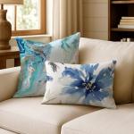 Americanflat 20x14 Throw Pillow with Premium Polyester - Decorative Pillows for Home Decor - Stylish Pillows for Couches, Bedrooms and Chairs - White and Indigo