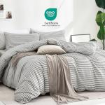JELLYMONI Queen Cotton Striped Duvet Cover Set