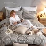 JELLYMONI Queen Cotton Striped Duvet Cover Set