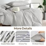 JELLYMONI Queen Cotton Striped Duvet Cover Set