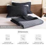 Litanika Quilt King Size Black, Grey and White, Gray Stripe Patchwork Summer Bedspread Coverlet 3 Pieces, Soft Lightweight Microfiber Comforter Bedding Set for All Season(1 Quilt, 2 Pillowcases)