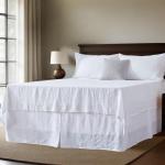QKTE Belgian 100% Linen Bed Skirt with Classic 14 inch Tailored Drop Dust Ruffle, Easy Fit Breathable Premium Natural Flax- Basic White, King