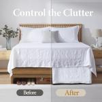 QKTE Belgian 100% Linen Bed Skirt with Classic 14 inch Tailored Drop Dust Ruffle, Easy Fit Breathable Premium Natural Flax- Basic White, King