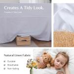 QKTE Belgian 100% Linen Bed Skirt with Classic 14 inch Tailored Drop Dust Ruffle, Easy Fit Breathable Premium Natural Flax- Basic White, King