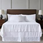 QKTE Belgian 100% Linen Bed Skirt with Classic 14 inch Tailored Drop Dust Ruffle, Easy Fit Breathable Premium Natural Flax- Basic White, King