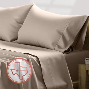 TEXAS LINEN CO. Luxury Egyptian Cotton King Size Sheet Set - 600 Thread Count 4 PC Deep Pocket Fitted and Flat Sheets, Soft, Cooling Long Staple Hotel-Quality Bedding with Sateen Weave - Cocoa Taupe