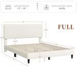 Yaheetech Full Size Bed Frame with Adjustable Headboard, Chenille Fabric Upholstered Headboard/Platform Bed, Full Bed Frame No Box Spring Needed/Wood Slats Support/Easy Assembly/Beige