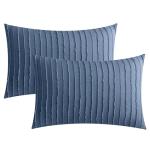 JELLYMONI Pillowcases Standard Size Blue 2 Pack Boho Striped Bed Pillow Covers 20x26in Polyester Envelope Pillow Shams Tufted Bohemian Textured (Pillows are not Included)