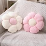 JZNEXD 2 Pcs Pink White Throw Pillows Cute Flower Pillow Daisy Flower Shaped Floor Cushions Set, Preppy Decorative Throw Pillows for Girls Bed Bedroom Couch Decor (White & Pink, 15 INCH)