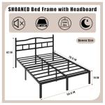 SHOANED 14 Inch Metal Bed Frame - Queen Size Heavy Duty Bedframe with Headboard Black Basic Steel Slats Platform No Box Spring Needed/Easy Assembly/Noise Free