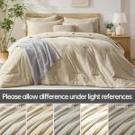 Homelike Moment Queen Comforter Set with Sheets, 7 Piece Beige Comforter Set Queen Size, Full Size Bed in a Bag Lightweight and Machine Washable