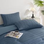 JELLYMONI Pillowcases Standard Size Blue 2 Pack Boho Striped Bed Pillow Covers 20x26in Polyester Envelope Pillow Shams Tufted Bohemian Textured (Pillows are not Included)