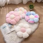 JZNEXD 2 Pcs Pink White Throw Pillows Cute Flower Pillow Daisy Flower Shaped Floor Cushions Set, Preppy Decorative Throw Pillows for Girls Bed Bedroom Couch Decor (White & Pink, 15 INCH)