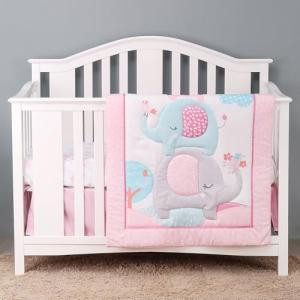 YCDTMY 3 Piece Baby Crib Bedding Set for Girls, Baby Bedding Includes Comforter, Fitted Sheet, Skirt, Newborn Infant & Toddler Standard Size Bed Set Pink