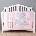 YCDTMY 3 Piece Baby Crib Bedding Set for Girls, Baby Bedding Includes Comforter, Fitted Sheet, Skirt, Newborn Infant & Toddler Standard Size Bed Set Pink