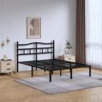 SHOANED 14 Inch Metal Bed Frame - Queen Size Heavy Duty Bedframe with Headboard Black Basic Steel Slats Platform No Box Spring Needed/Easy Assembly/Noise Free