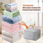 Ultra Space Saving Self Compression Organizer, Upgraded Space Saving Self Compression Organizer Space Bags, Premium Comforter Packaging Cube Bedding Storage Bag (Light Grey, X-Large 54×42×60cm)