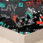 SDIII 4 Piece Dark Gamer Toddler Bedding Set Boy, Microfiber Video Game Toddler Boy Bedding Set with Comforter, Fitted Sheet, Flat Sheet, Pillowcase