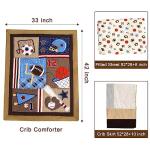 Wowelife Sports Crib Bedding Set for Boys, Premium 3-Piece Baby Bedding Set Brown Football Basketball Rugby Crib Bed Set Baseball Soft with Crib Comforter, Skirt and Sheet, Brown