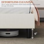 Yaheetech Full Size Bed Frame with Adjustable Headboard, Chenille Fabric Upholstered Headboard/Platform Bed, Full Bed Frame No Box Spring Needed/Wood Slats Support/Easy Assembly/Beige