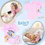 Bluey Short Pajama Set for Girls, Soft Breathable Loungewear - Gifts for Girls (Pink, 5-6 Years)