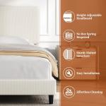 Yaheetech Full Size Bed Frame with Adjustable Headboard, Chenille Fabric Upholstered Headboard/Platform Bed, Full Bed Frame No Box Spring Needed/Wood Slats Support/Easy Assembly/Beige