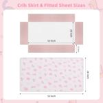 YCDTMY 3 Piece Baby Crib Bedding Set for Girls, Baby Bedding Includes Comforter, Fitted Sheet, Skirt, Newborn Infant & Toddler Standard Size Bed Set Pink