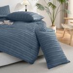JELLYMONI Pillowcases Standard Size Blue 2 Pack Boho Striped Bed Pillow Covers 20x26in Polyester Envelope Pillow Shams Tufted Bohemian Textured (Pillows are not Included)