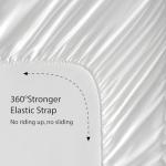 BEDELITE Satin Fitted Sheet and Pillowcases Set, Luxury Soft Similar to Silk Bottom Bed Sheet with Elastic Corner Straps, Deep Pocket up to 15 Inch, 1 Fitted Sheet and 2 Pillowcases(Queen,White)