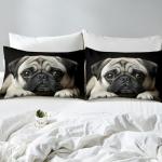 Erosebridal 3D Animal Theme Bedding Set King Size Black Dog Duvet Cover Set Cute Pug Dog Printed Comforter Cover for Kids Teen Boys Bedspread Cover Dog Pattern Quilt Cover Soft Lightweight