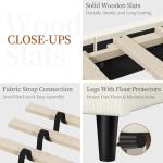 Yaheetech Full Size Bed Frame with Adjustable Headboard, Chenille Fabric Upholstered Headboard/Platform Bed, Full Bed Frame No Box Spring Needed/Wood Slats Support/Easy Assembly/Beige